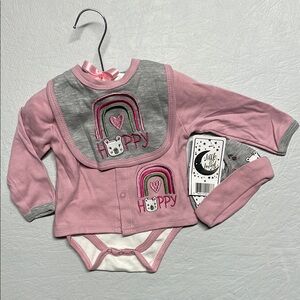 Little&Loves Pink and Gray Baby Outfit Set
